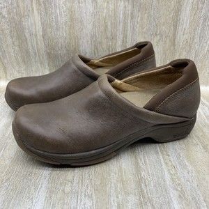 DANSKO Kelsey Brown Leather Clogs Professional Slip On Nurse Shoes EU39 US8